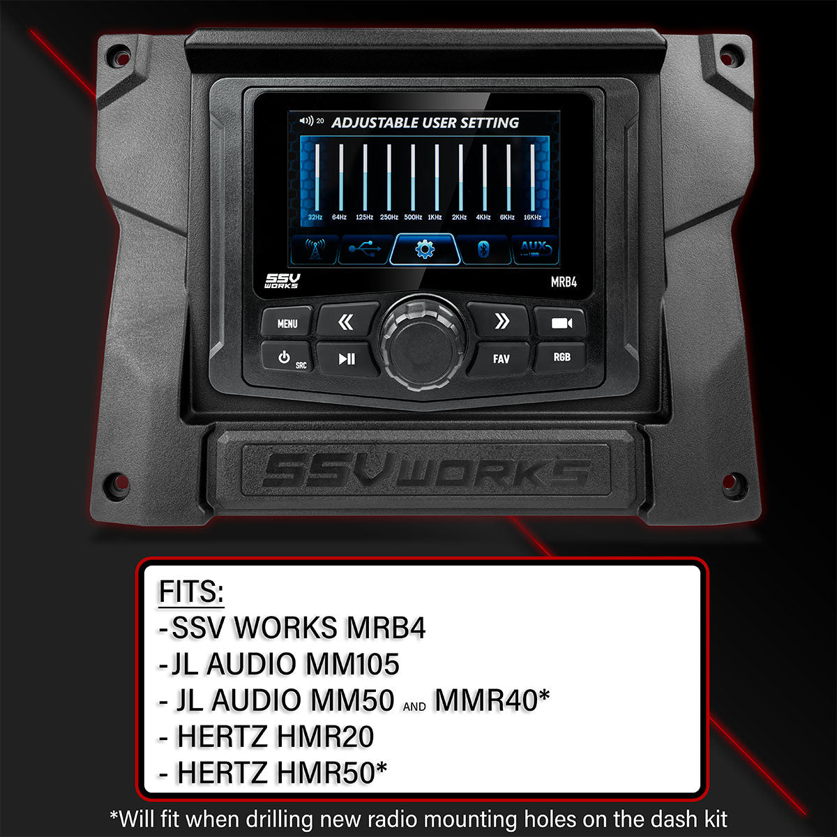 2020-2026 Kawasaki Teryx KRX1000 Multi-Media Receiver Dash Kit
