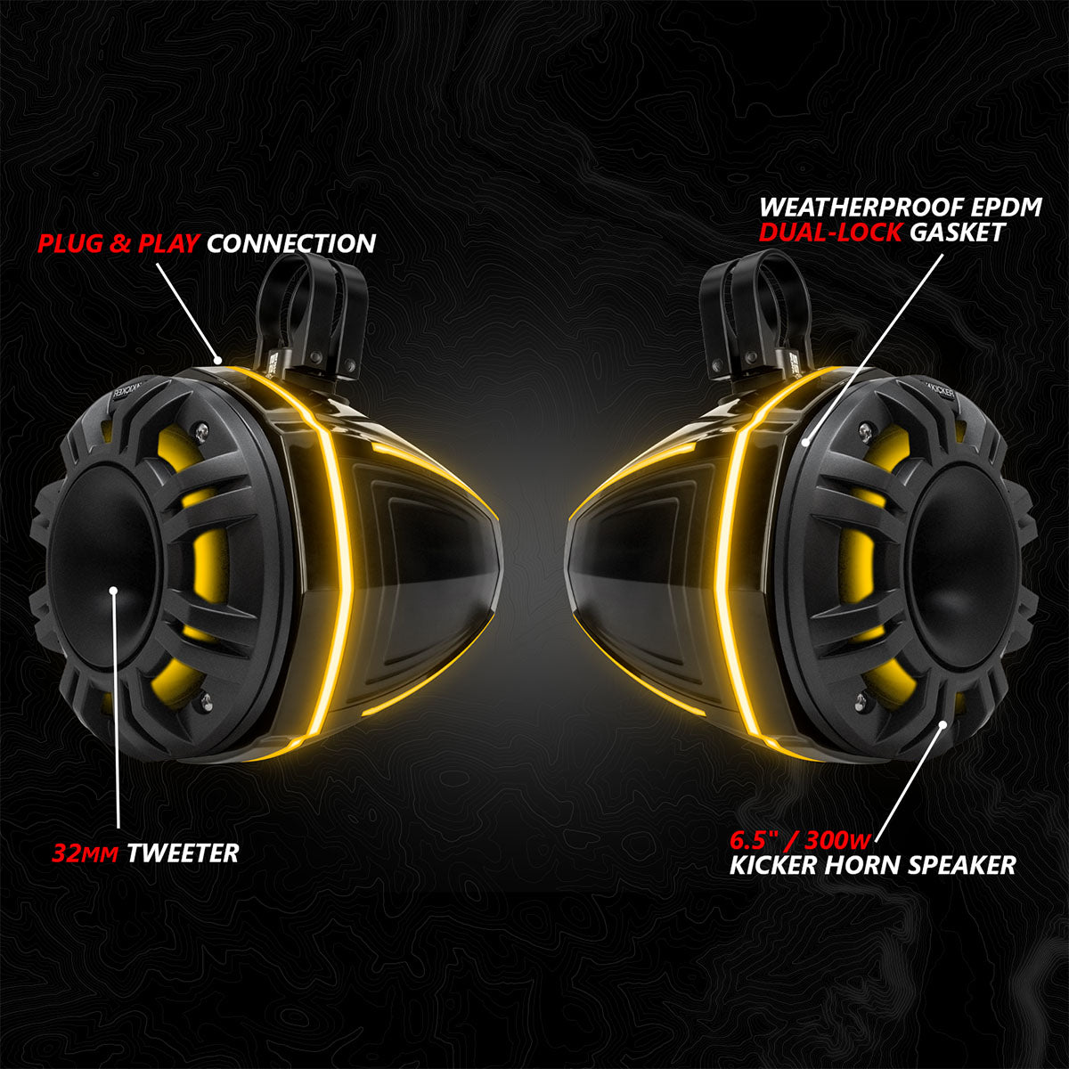 2024-2026 Can-Am® Maverick R, Phase-6 K-Spec 1400watt 6-Speaker Stereo System with Kicker Horns