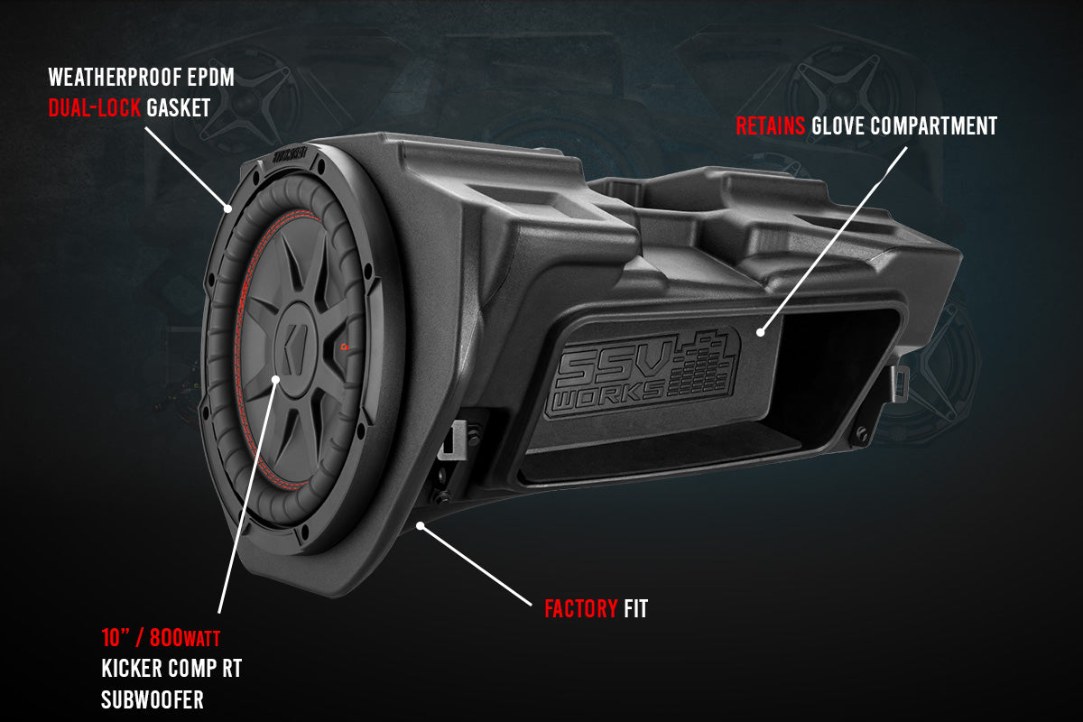 2014-2023 Polaris RZR Glove-Box 10" Subwoofer Enclosure