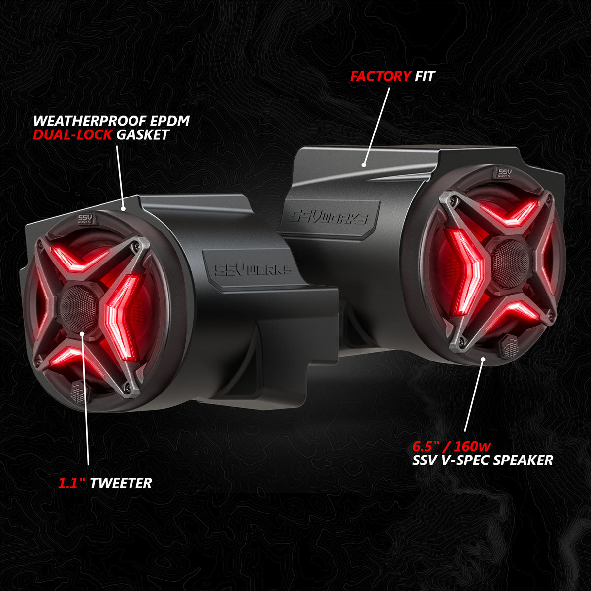 2020-2024 Polaris® RZR PRO Series Phase-3 V-Spec 3-Speaker 1400watt System w/MRB4
