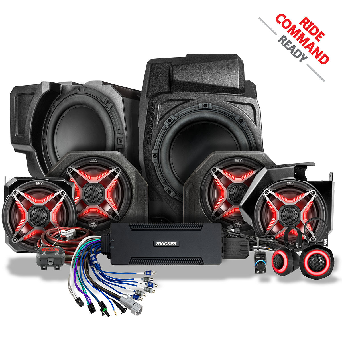 2025-2026 Polaris® RZR Pro R / Pro S / Pro XP Phase-5 V-Spec 7-Speaker Plug-&-Play Kit for 7" Ride Command
