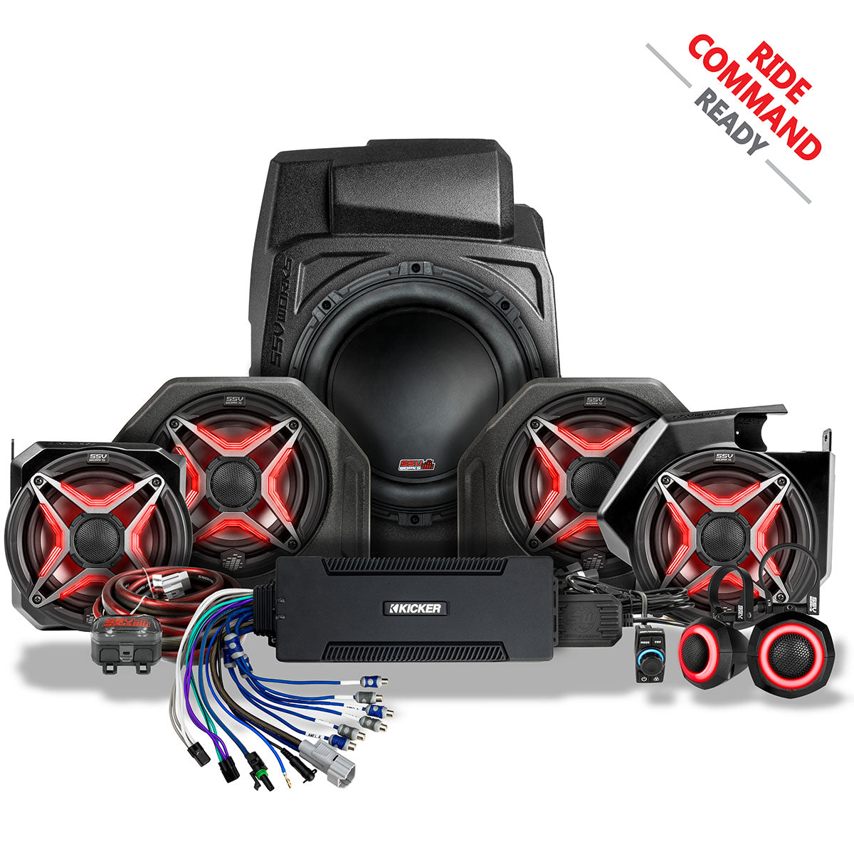 2025-2026 Polaris® RZR Pro R / Pro S / Pro XP Phase-5 V-Spec 7-Speaker Plug-&-Play Kit for 7" Ride Command